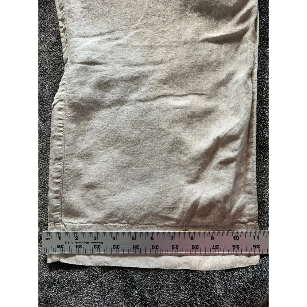 Chico's 100% Linen Straight Leg Pants Beige Oatmeal Size 2.5 Regular 107890 -13
